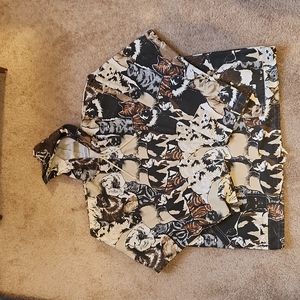 Vintage Michigan Rag Company Cat Full Print Button Down Hoodie